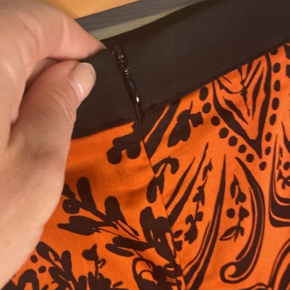 Tristan Black & Orange Cotton Fitted Pencil Skirt Size 12 - Picture 11 of 14